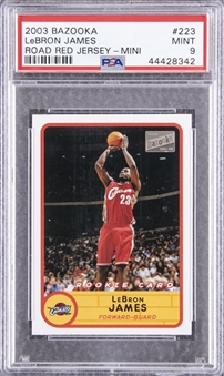 2003-04 Bazooka Mini Road Red Jersey #223 LeBron James Rookie Card - PSA MINT 9